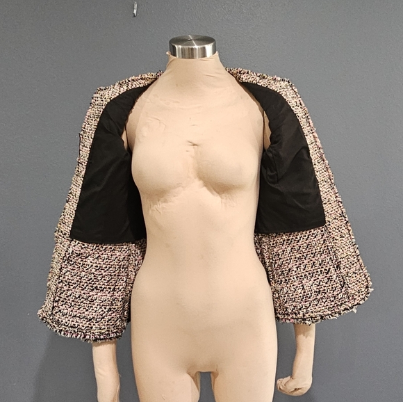 REBECCA TAYLOR Women Tweed Wool Blend Pink Multi Jacket 2 - Picture 7 of 10